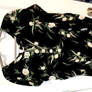 Floral Black Top
